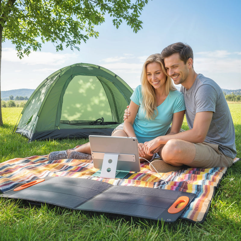 100W Portable Solar Panel, Foldable Solar Charger with USB-A & USB-C Fast Charging Output, IP67 Waterproof