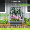 Galvanized Raised Garden Bed with Trellis for Climbing Plants, Outdoor Planter Box with Open Bottom, Dark Grey