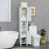 Bathroom Cabinet, Freestanding Linen Cabinet with Open Shelves, 13.8