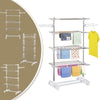 4 Layers Folding Laundry Rack Stand Dryer Storage Towel Rack Rolling
