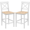 Counter Height Stools Set of 2, Farmhouse Bar Stools with Backs, Solid Wood Counter Stools for Kitchen Island