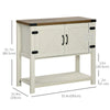 Farmhouse Kitchen Storage Cabinet, Free Standing Sideboard Console Table with Barn Doors, Bottom Shelf, White