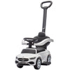 Qaba Licensed Mercedes-Benz Push Car for Toddlers, 2-in-1 Sliding Walking Car with Push Handle, Horn, Guardrail, White