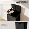 Dual Garbage Bin, Soft-Close Trash Can with Foot Pedal, 2 x 28 Liter Garbage Can with Removable Inner Buckets, Black