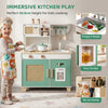 Wooden Play Kitchen Set with Microwave, Coffee Machine, Ice Maker & 19PCs Accessories, Gift for Ages 3-6 Years, Green