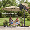 9.7 ft Offset Patio Umbrella with Water/Sand Fillable Weights, Garden Hanging Parasol with Locking Latch, Khaki