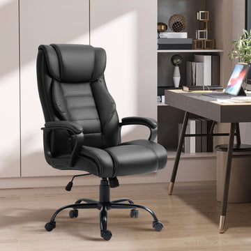 Massage Office Chair, High Back Executive Office Chair with 6-Point Vibration, Timer, Adjustable Height, Swivel Seat and Rocking Function, Black