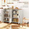 Modern Sideboard Buffet Cabinet, Modern Kitchen Storage Cabinet with 4 Doors Adjustable Shelves, for Dining Room, White