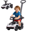 3 in 1 Ride on Push Car for Toddlers, Licensed Kids Sliding Car with Safety Protection Footrest Horn, White
