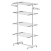 Garment Drying Rack Stainless Steel Folding Clothes Hanging Rack with Side Wings Castors for Indoor Outdoor White