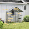 Large Catio Outdoor Cat Enclosure with Waterproof Cover, Walk-in Cat Patio w/ 5 Adjustable Platforms & Hammock 79