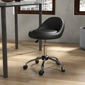 Salon Stool, Adjustable Rolling Stool, Black
