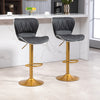 Counter Height Bar Stools Set of 2, Adjustable Height Bar Chairs with Swivel Seat, PU Leather Upholstery
