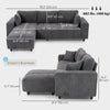 Sectional Couch with Integrated Seat, 3 Seater L-Shaped Sofa with Changeable Chaise, Spring Cushion, 2 Pillows