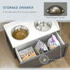 Elevated Dog Bowls Raised Pet Feeding Station with Storage 2 Stainless Steel Bowls, 23.6