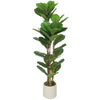 4FT Artificial Fiddle Leaf Fig Tree, Fake Potted Tree with Solid Wood Trunks and Lifelike Leaves for Indoor Decor, Green