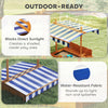 Wooden Kids Sandbox with Cover, Sand Play Station with Foldable Bench Seats and Adjustable Canopy, Red