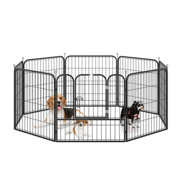 8 Panel Pet Playpen Play Yard Fence Home DIY Heavy-Duty Metal Foldable Indoor Outdoor 31.5