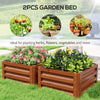2' x 2' x 1' 2-Pieces Raised Garden Bed w/ Galvanised Steel Frame for Vegetables Flowers Herbs, Dark Brown Wood Effect