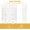 4 Panel Folding Room Divider, Portable Privacy Screen, Wave Fiber Room Partition for Home Office, White