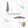7' x 10' Wooden Patio Umbrella, Rectangle Garden Parasol, Outdoor Sunshade Canopy with Bamboo Ribs for Garden, Grey