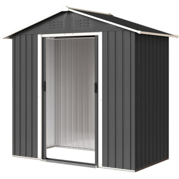 6.5x3.5ft Metal Garden Storage Shed for Outdoor Tool Storage with Double Sliding Doors and Vents, Dark Grey