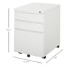 3 Drawer Filing Cabinet, Lockable Office Storage Cabinet on Wheels for Legal, Letter, A4 Files, White