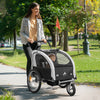 2-in-1 Bike Trailer for Kids, Foldable 2-Seat Baby Stroller with 5-Point Harness, Rubber Wheels, Storage Bag, Black