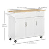 Modern Kitchen Island, Utility Kitchen Serving Cart with 2 Storage Drawers & Cabinets for Dining Room, White