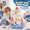 Wooden Activity Cube, Rocket Theme Educational Toys with Shape Sorter & Bead Maze for Toddlers 24M-6Y Fine Motor Skill