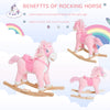 Qaba Kids Plush Rocking Horse Child Ride On Toy Rocker with Realistic Sounds Pink