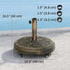 46 lbs Resin Round Patio Umbrella Base, Umbrella Stand with Wheels, Outdoor Umbrella Stand, Black