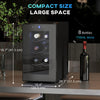 Wine Fridge, 12 Bottle, Under Counter Drinks Beer Wine Cooler with Glass Door, LED Light, Temperature Control