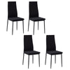 Modern Dining Chairs High Back Upholstered Linen Fabric with Metal Legs for Kitchen Black
