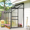 6' x 4' Aluminum Lean-to Greenhouse Polycarbonate Walk-in Garden Greenhouse with Adjustable Roof Vent, Rain Gutter and Sliding Door for Winter