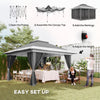 11.7' x 11.7' Pop Up Canopy Tent with Netting, UPF50+ Instant Sun Shelter with Wheeled Carry Bag and Sand Bags