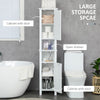 Bathroom Cabinet, Freestanding Linen Cabinet with Open Shelves, 13.8