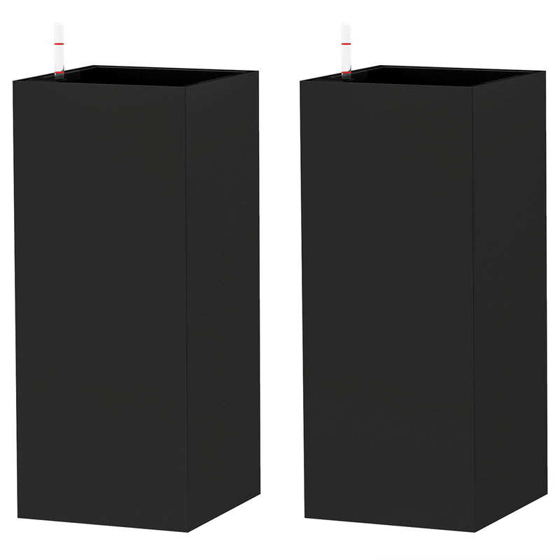 2 Pack Planter Box, 26 Inch Plastic Flower Pots with Water Level Indicator, Drainage Hole and Drain Plug, Dark Grey