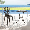 3PCs Patio Bistro Set, Outdoor Cast Aluminum Garden Table and Chairs with Umbrella Hole for Balcony, Bronze