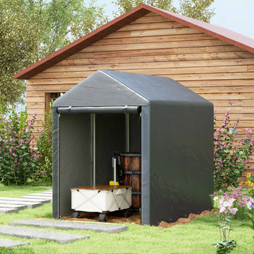 4 x 6ft Outdoor Storage Shed Tent, Portable Shed with Roll-up Door for Motorcycle, Bike, Garden Tools