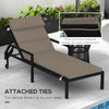 Patio Chaise Lounge Chair Cushion Replacement Sun Lounger Pads with Headrest and Ties, Dark Grey