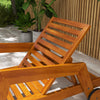 Wood Lounge Chair Outdoor Tanning Chair with Wheels, 3-Position Adjustable Backrest and Armrests, Orange