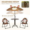 Kids Folding Picnic Table and Chair Set Pattern Outdoor Garden Patio Backyard with Removable & Height Adjustable Sun Umbrella Brown