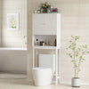 Over The Toilet Storage Cabinet with Adjustable Shelf, Open Shelf and Adjustable Bottom Bar, White