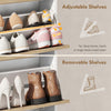 Shoe Cabinet, Slim Shoe Organizer Cabinet with 2 Flip Drawers, Adjustable Shelves, Drawer and Glass Top