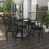 5 Pieces Outdoor Dining Set, Cast Aluminium Patio Table and Chairs with Parasol Hole, Patio Dining Set for 4, Brown