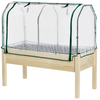 Raised Garden Bed with PE Greenhouse Cover Outdoor Elevated Wood Planter Box for Herbs and Vegetables, Use for Patio, Backyard, Balcony, 48 x 22 x 46 inch, Natural
