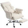 Desk Chair, Computer Office Chair with Footrest, Adjustable Backrest and Headrest, Cream White
