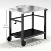 Outdoor Grill Dining Cart with Stainless Steel Tabletop, 2-Shelf BBQ Movable Pizza Oven Stand with Wheels, Charcoal Grey