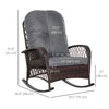 Rattan Rocking Chair, Outdoor Wicker Patio Rocker Chair Furniture with Thick Cushions, for Garden Backyard Porch, Grey